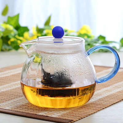 耐热玻璃花茶壶南瓜壶花草茶壶咖啡馆南瓜条纹壶配玻璃内胆600ML