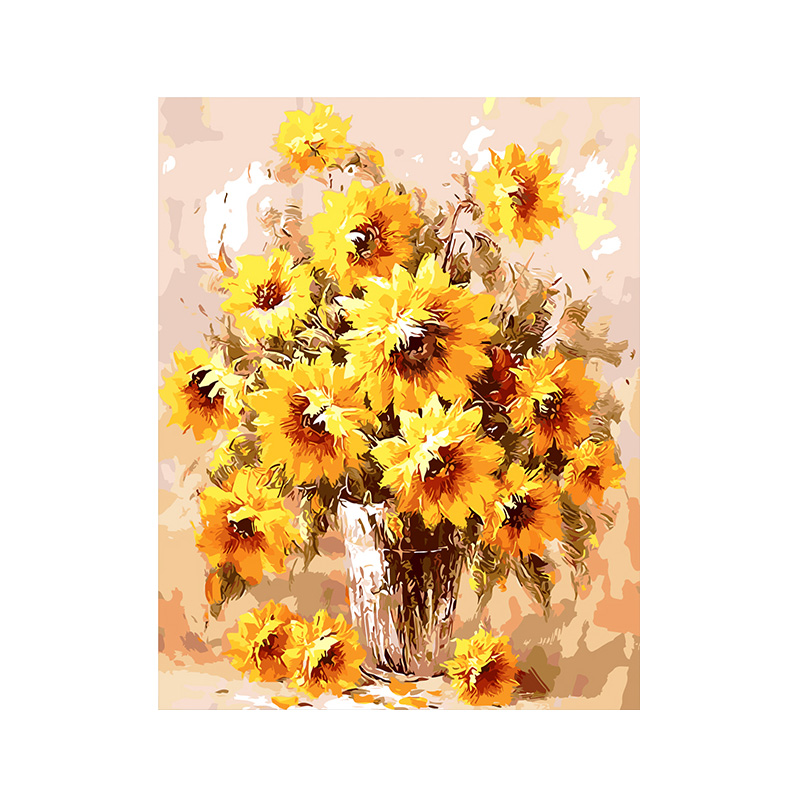 diy数字油画客厅风景植物花卉装饰画手工手绘定制填色油彩画倾葵图片