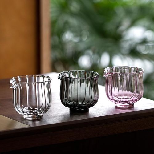 觅己创意莲花公道杯家用小号分茶器加厚耐热玻璃茶海高档功夫茶具