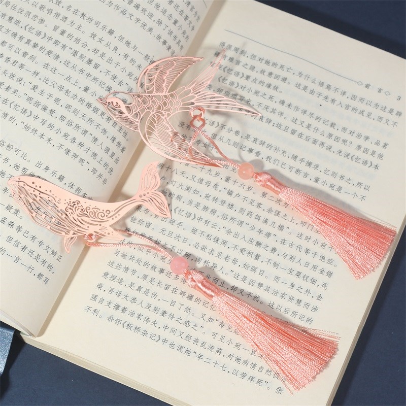 金属黄铜叶脉古风镂空书签古典中国风创意精美教师节礼物礼盒套装