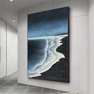 纯手绘油画厚肌理画客厅墙壁玄关装 饰画极简侘寂落地浪漫星海挂画