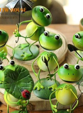 可爱夏季款 俏皮铁皮娃娃青蛙 家居装饰品 隔板摆件 桌面小摆设