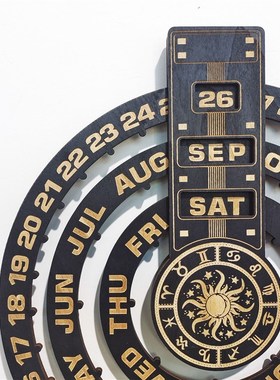 新款木质工艺品墙饰创意家居装饰木制激光雕刻万年历挂件壁饰装饰