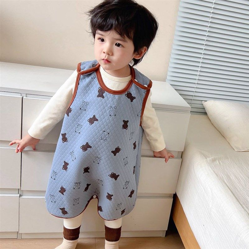 宝宝无袖睡袋婴儿背心式防踢被睡衣春秋儿童连体马甲加厚护肚保暖