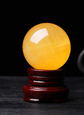 原矿天然黄水晶球摆件家居厨房西北角客厅卧室玄关办公室摆件礼品