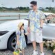 花衬衫 母女装 亲子装 海边度假法式 碎花连衣裙 一家三口短袖 2024夏季