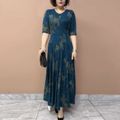 高弹提花棉十片拼接不断腰长裙跳舞裙子时尚 连衣裙夏季 新款 大摆裙