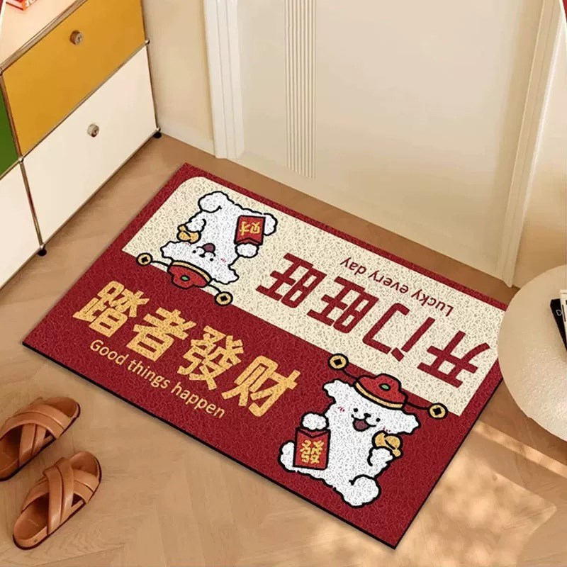 开门红新年入户门垫卡通进门地垫2024年新款丝圈耐脏蹭泥家用脚垫