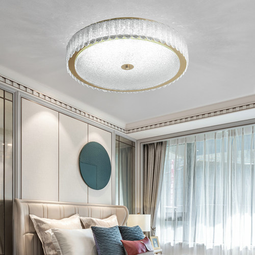 轻奢水晶吸顶灯卧室灯圆形女儿房灯温馨浪漫新房结婚灯具餐厅灯薄