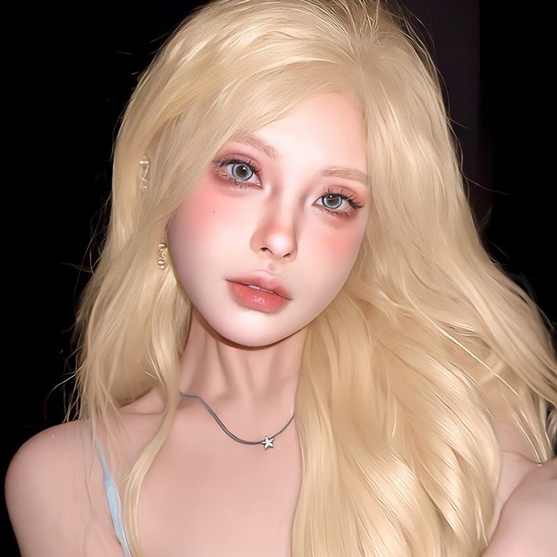 金色假发女长发中分八字刘海长卷发大波浪自然仿全真人发全头套式