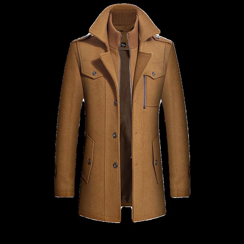 男士风衣外套秋冬季羊毛大衣男中长款中老年休闲呢子男装加大码