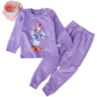 女童睡衣秋冬款纯棉加厚男童宝宝女孩全棉a类秋衣卫生裤家居服套