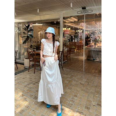WANNANKE 杜塞画廊 氧气少女感轻法式镂空花边短衬衫半身长裙套装