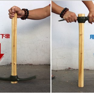 锰钢镐头大号军钢镐锻打十字镐鹤嘴小锄头挖笋小镐户外木质小洋镐