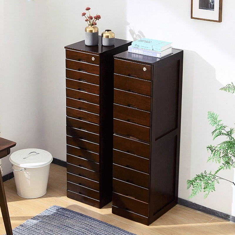 实木文件柜资料柜储物柜子带锁多层抽屉窄柜夹缝收纳长条靠墙边柜