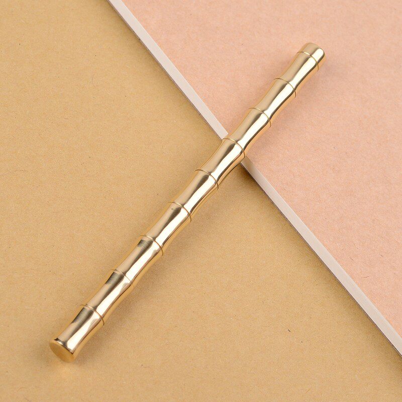 铜竹节铜笔商务签字笔定制刻字学生用全金属笔杆中性笔礼品黄铜笔
