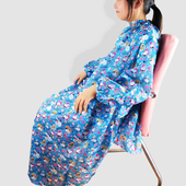 儿童发廊加大加长理发围布家用剪头发美发店成人抱小孩有袖 子罩衣