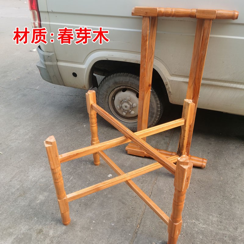 实木大圆桌折叠桌架子方桌餐桌脚架纯木简易折叠桌腿支架桌架桌腿