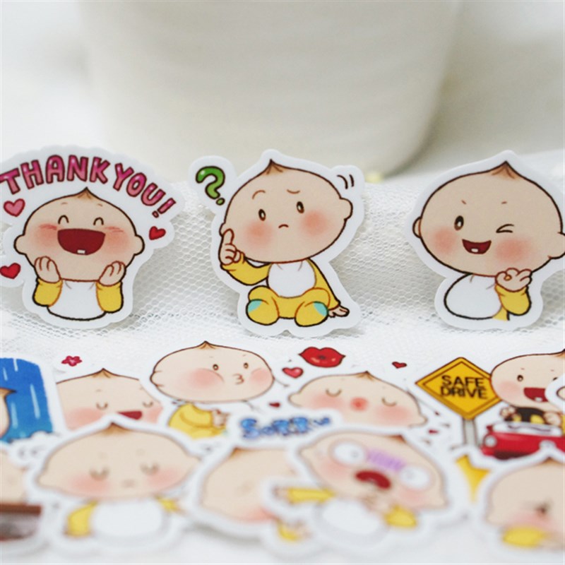 B023 防水 可爱表情贴纸包周边手帐贴纸手绘卡通宝宝娃娃相册装饰