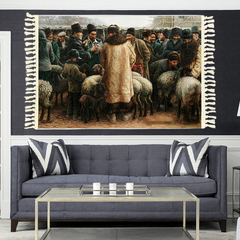 新疆维族挂毯十二木卡姆挂画新疆油画系列客厅酒店餐厅高档装饰画