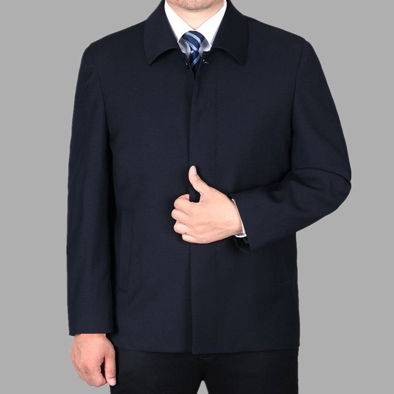 大码夹克男加肥加大中老年男装春秋外套胖爸爸公务员书记上衣翻领