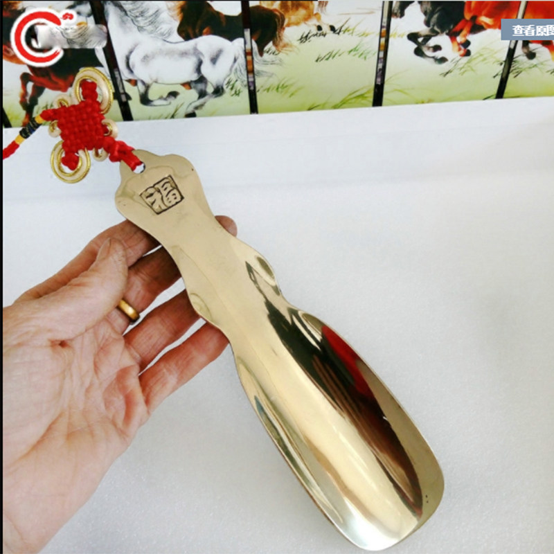 纯铜鞋拔子提鞋穿鞋器鞋抽鞋溜子便携式家用金属纯黄铜鞋拔礼盒装