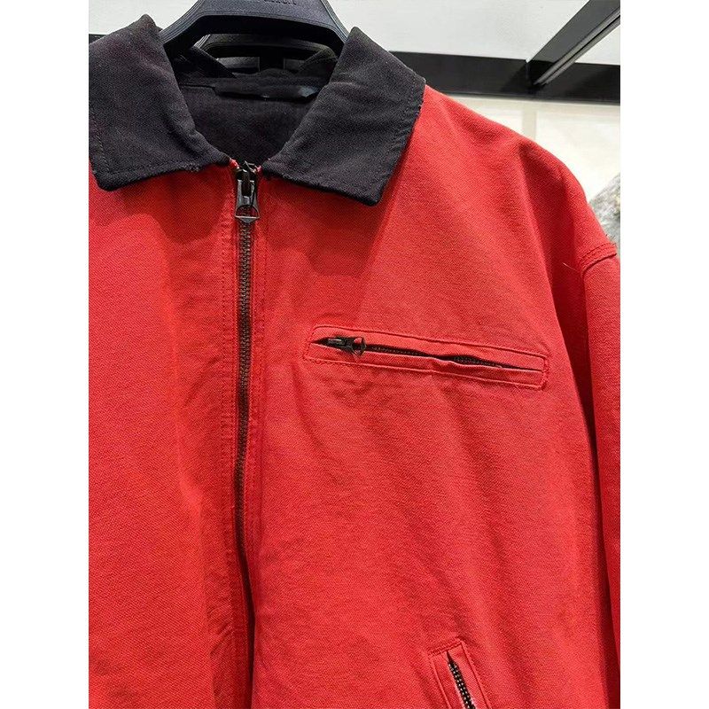柜529!24秋冬季男装美式休闲翻领撞色水洗夹克工装外套厚6987402