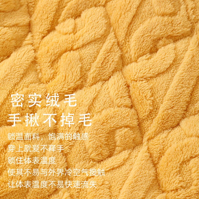 冬季女童珊瑚绒睡衣三层夹棉加绒加厚儿童中大童女孩家居服中长款