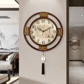 挂钟大气复古时钟挂墙 客厅静音家用钟表中国风时尚 2024新款 新中式