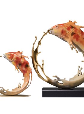 佐森 如鱼得水 招财铜摆件生意金鱼开业乔迁新居礼物办公室装饰品
