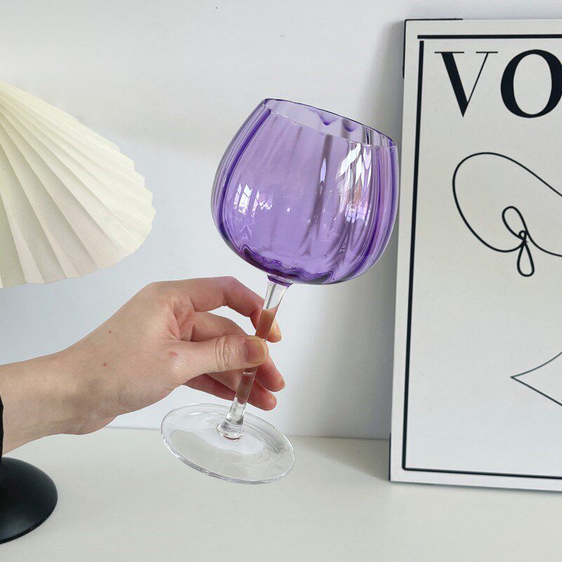 中古LS黛拉紫色高脚杯新款家用水晶红酒杯彩色香槟杯白葡萄酒杯