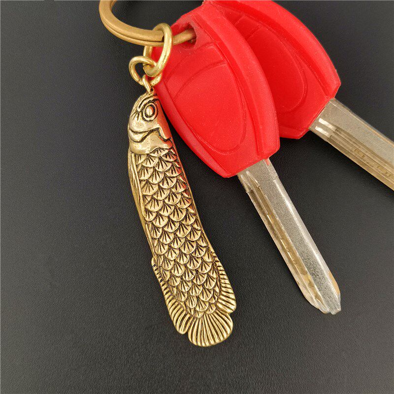 金龙鱼财鱼纯黄铜钥匙扣年年有余好运连连锦鲤挂饰运财汽车挂件