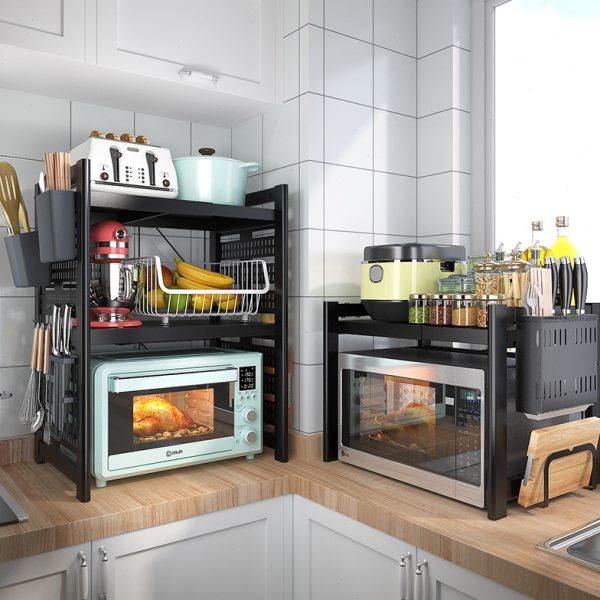 可伸缩厨房置物架微波炉架子烤箱收纳微波炉置物架双层桌面台面,厨房/烹饪用具,微波炉置物架,淘宝优惠券,粉丝福利购,淘宝优惠卷