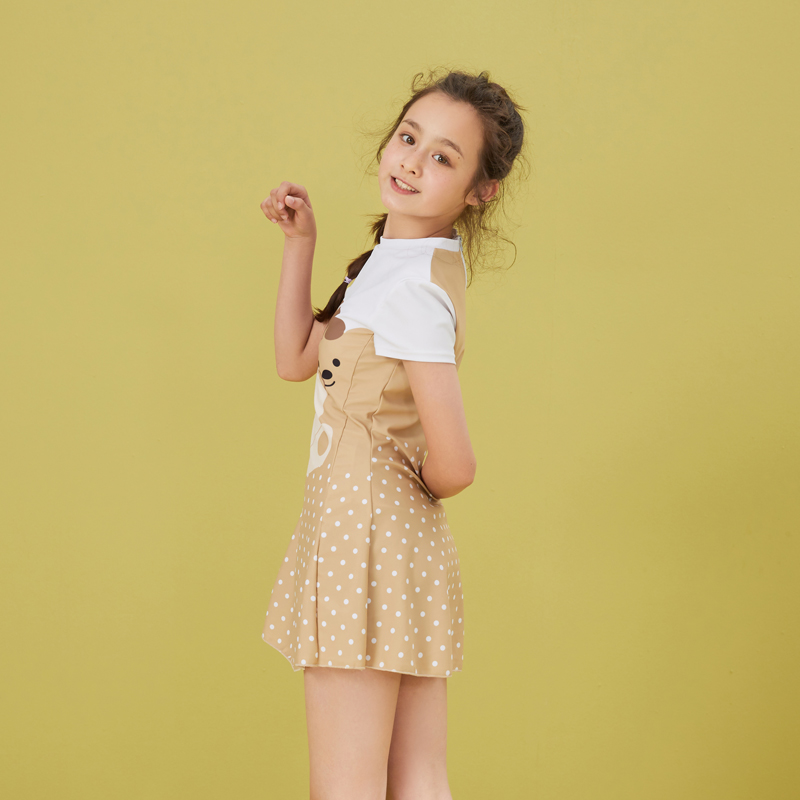 爱多尔2021年新款儿童泳衣夏女童可爱连体中大童小女孩学生游泳衣