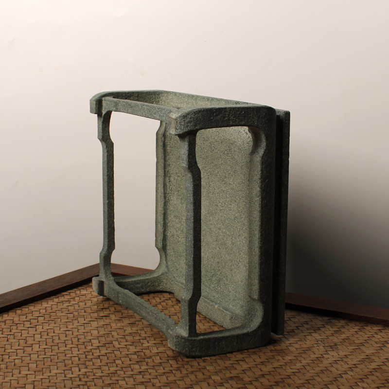 石头花架天然青石盆景台简约花座桌面景观底座中式花托正方形案台