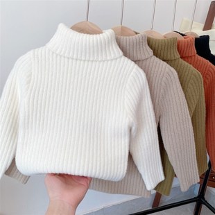一体绒童装女童毛衣秋冬儿童加绒加厚紧身打底衫半高领男孩韩国绒