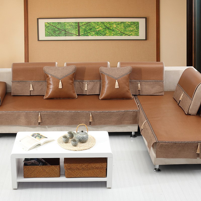 老席匠夏季凉席布艺沙发垫加厚藤席夏天夏凉垫防滑坐垫定做沙发套