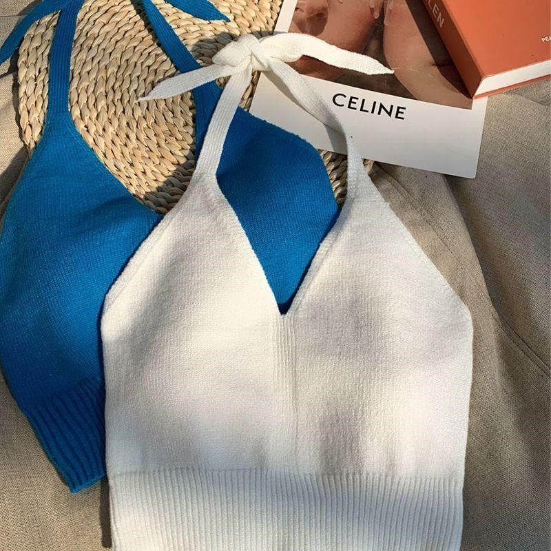 童装港风挂脖吊带背心女内搭外穿夏季v领短款美背针织上衣高级感,童装/婴儿装/亲子装,背心吊带,淘宝优惠券,粉丝福利购,淘宝优惠卷