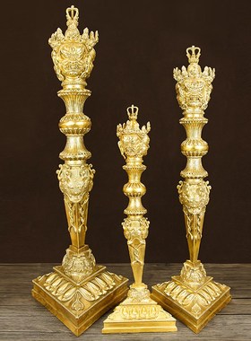 铜三面马头明王金刚橛加底座三面普巴杵金刚杵中式装饰品收藏礼品