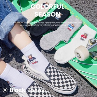 小黑托昵儿童袜子春秋款全棉宝宝中筒袜秋冬新品男童袜大童棉袜