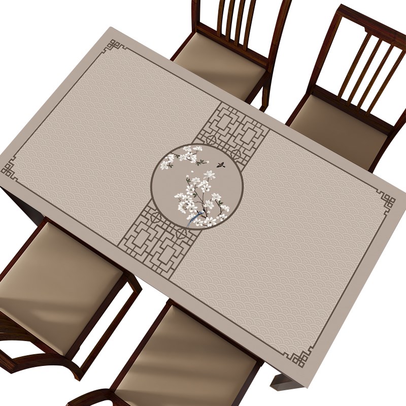 新中式餐桌桌布防水防油免洗pvc轻奢高级感客厅防烫茶几桌垫台布