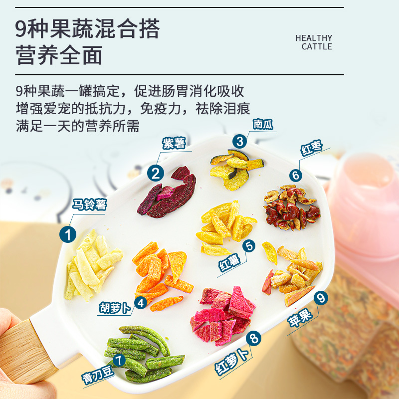 宠物狗狗零食900克拌狗粮伴侣鸡肉碎牛肉粒蔬菜脆大桶装营养补钙