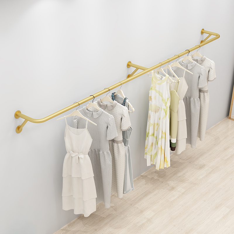 服装店展示架男女装店上墙壁挂式陈列架童装店金色正侧挂衣服货架