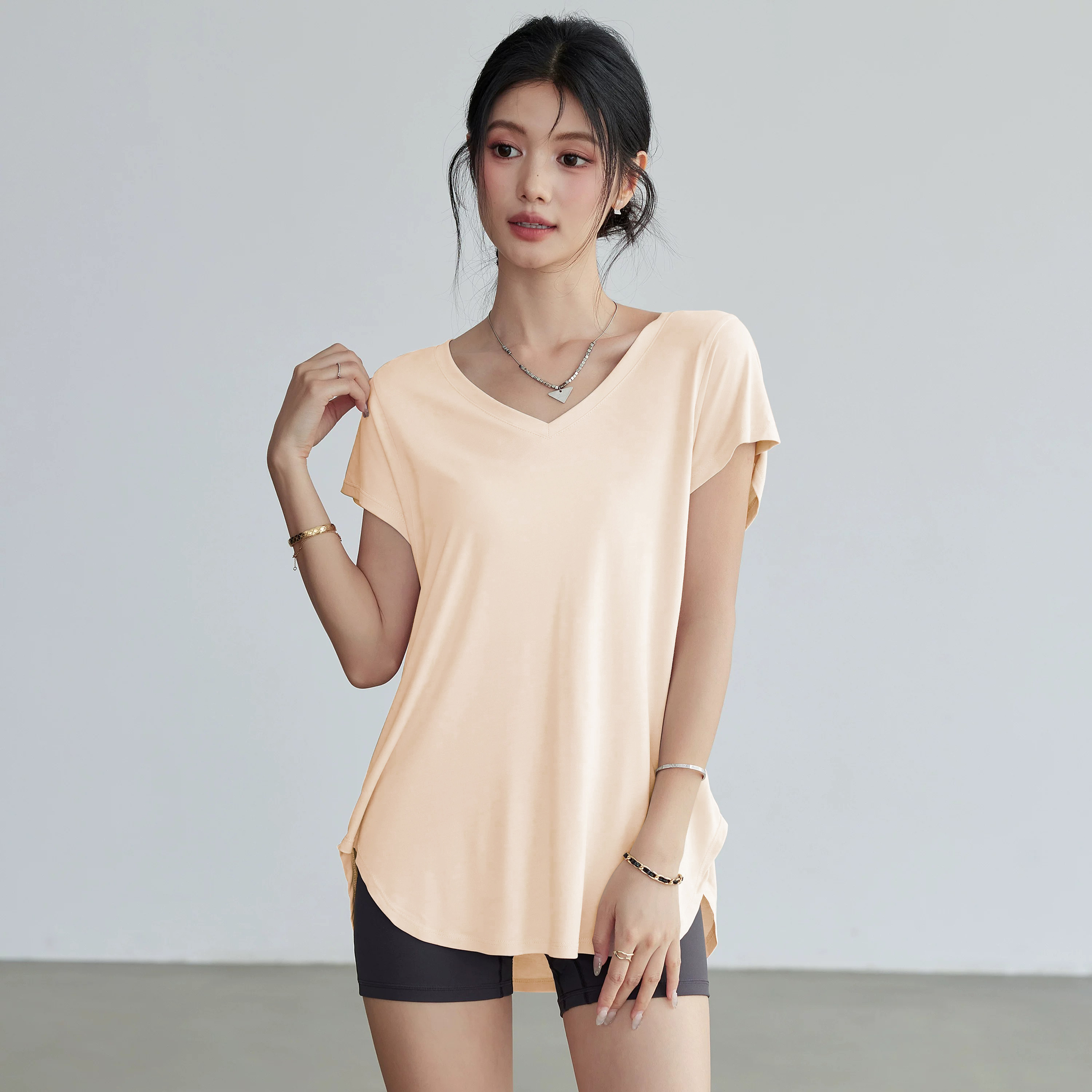 辣妹宽松显瘦健身服女跑步运动短袖速干瑜伽上衣普拉提罩衫夏季t