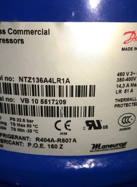 NTZ108A4LR1A全新丹佛斯压缩机NTZ136A4LR1A NTZ215 NTZ271A4LR1B