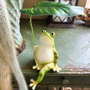 户外花园阳台摆件工艺品布置摆件桌面鱼缸青蛙装饰造景伞撑庭院