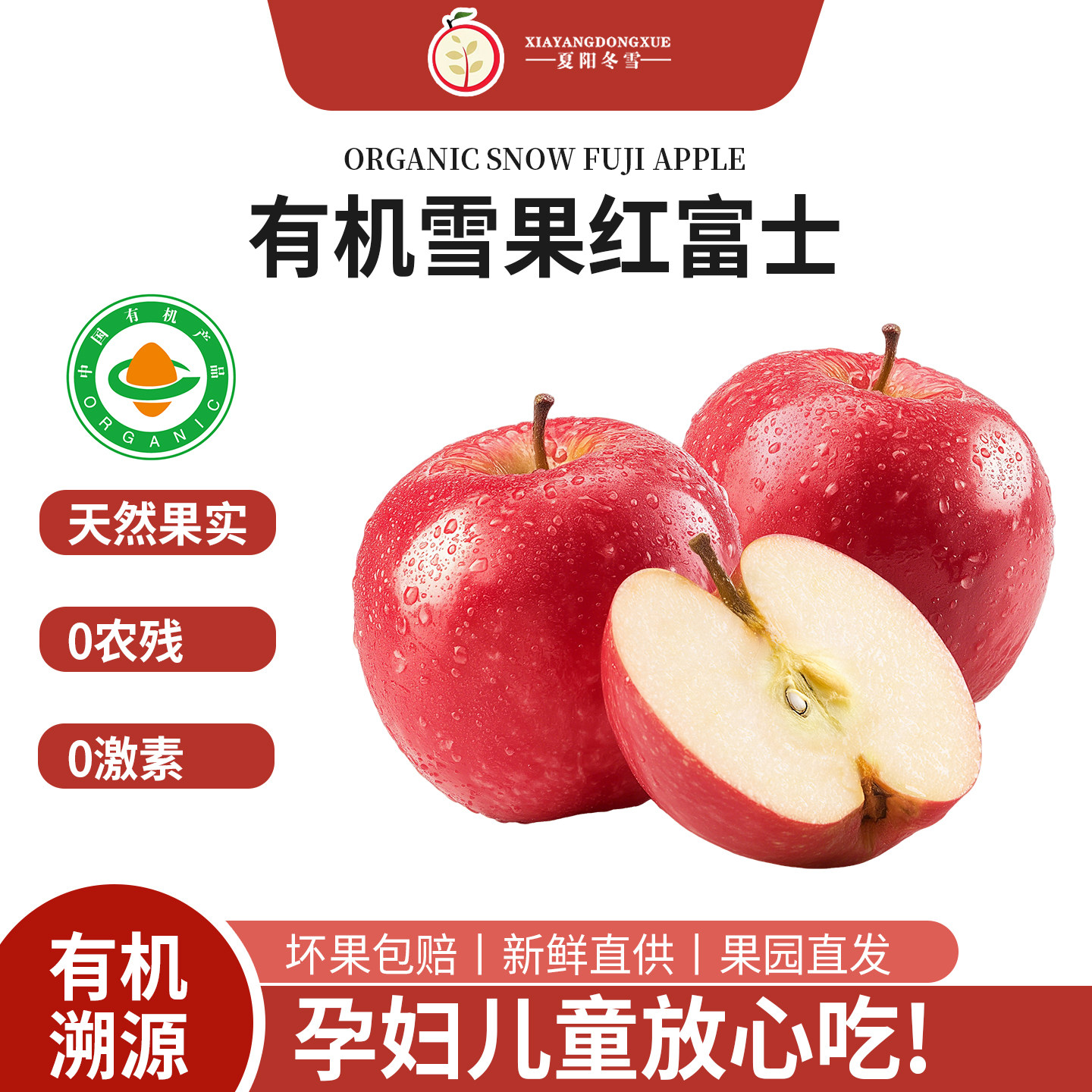 有机溯源顺丰 雪果富士苹果 烟台雪后采摘年货精品礼盒 当季新鲜