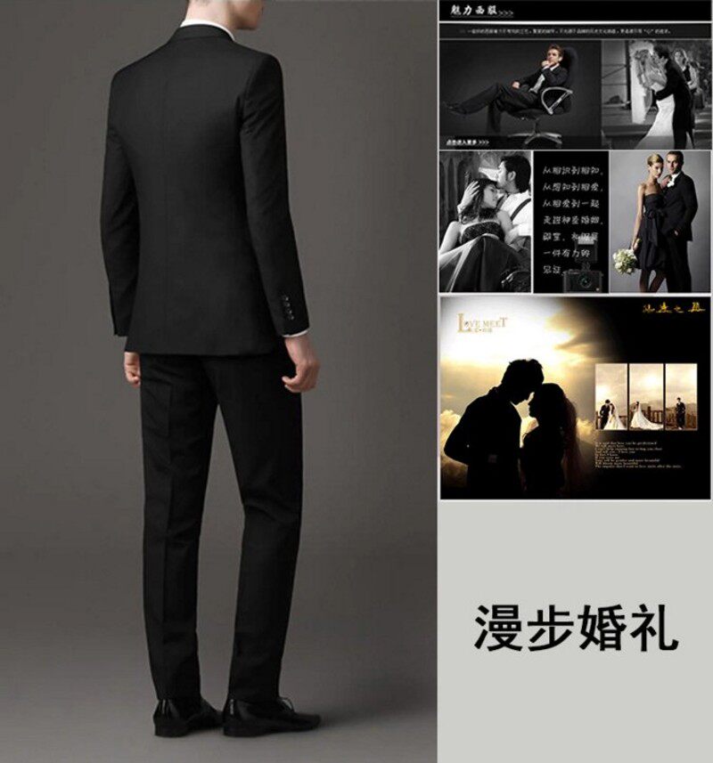 男士西服秋冬季厚款两粒扣西装西裤职业装新郎伴郎工作服面试套装