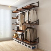 卧室钢架铁艺置物架 衣柜架金属全挂砌墙步入式 壁挂式 衣帽间开放式