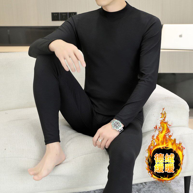 本命年保暖内衣套装男士蛇年中老年人酒红色衣服男款德绒秋衣秋裤